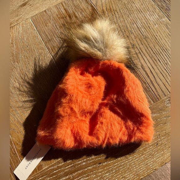 Anthropologie Fuzzy Faux Fur Pom Pom Beanie NWT main image 6